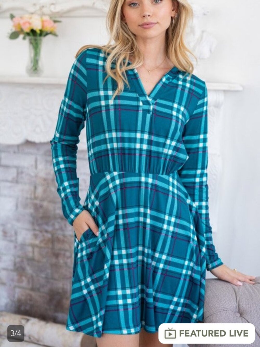 White Birch - Plaid Mini Dress with Built-In Shorts - Green - XL - NWOT